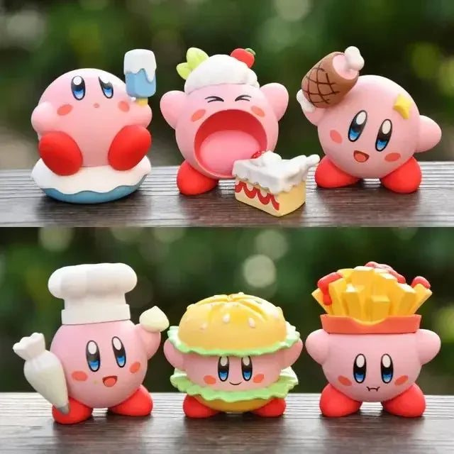 8pcs Anime Games Kirby Action Figures Toys Pink Cartoon Kawaii Kirby PVC Cute Figure Action Toy Christmas Gift for Children