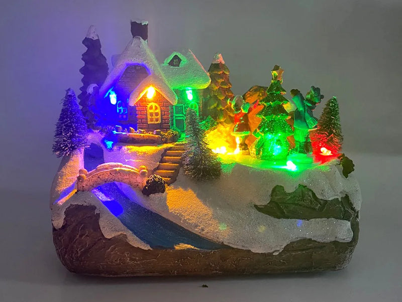 LED Christmas Castle House Decoration Gift Decor Christmas Snow Village Statue set Lights up Holiday Festival Xmas Ornaments