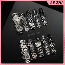 10Pcs Y2K Spicy Girl Long Coffin Handmade Press On Nails 3D Sanrio Hello Kitty Bear Pearl Diamond Pentagram Wearable False Nail
