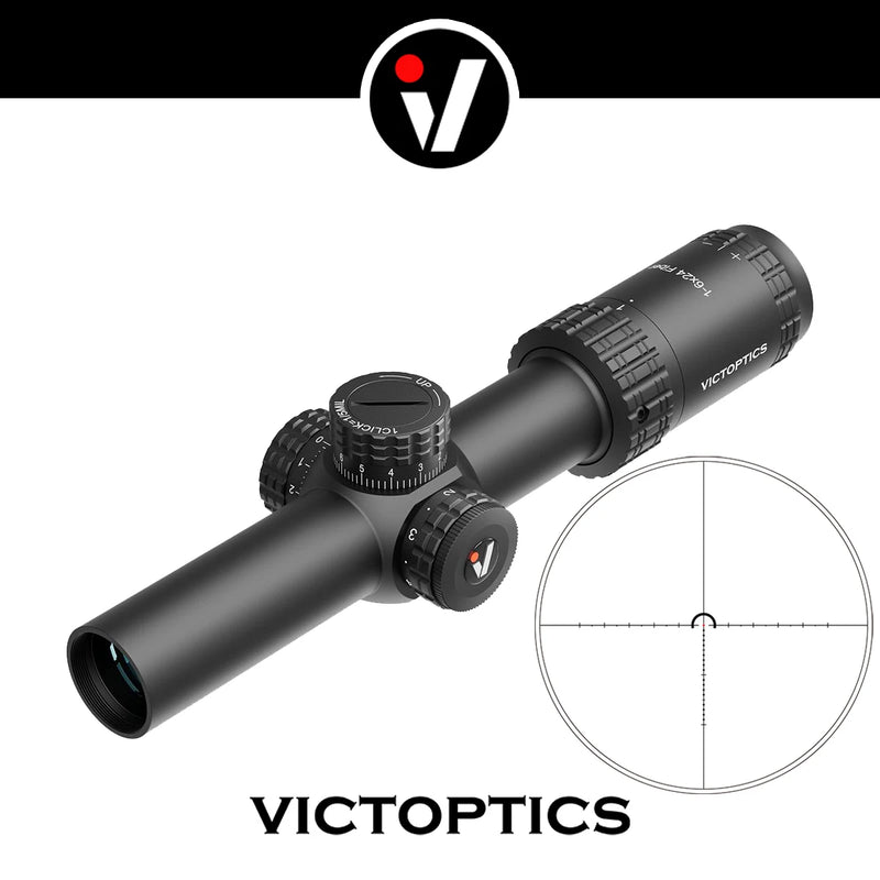 VictOptics S6 1-6x24i Riflescope | Fiber Reticle WithUltra Bright Dot | 6X Zoom & True 1x | 6Level Red Illum | Long Eye Relief