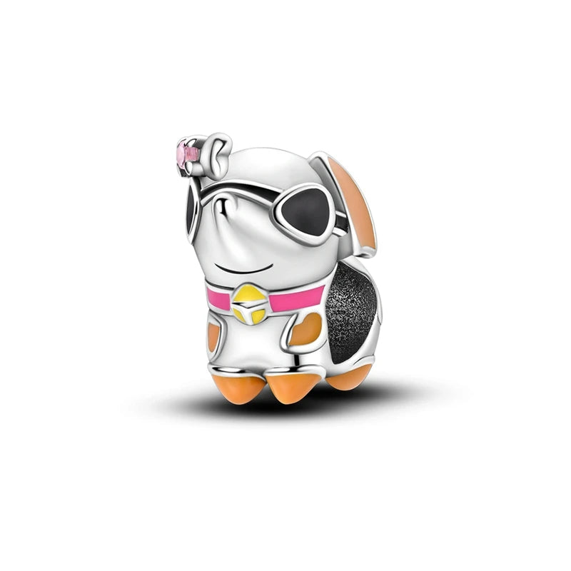 Silver Plated Boy Girl Couple Lovers Beads Charms Zirconium Dangle Fit Original Pandora Bracelet Necklace Jewelry Women Gift