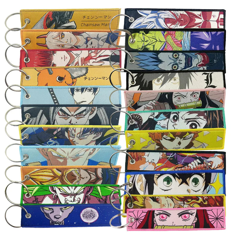 Wholesale Mixed style Embroidery Cool Keychain Lanyard Anime Manga Series Badge Holder USB Pendant Portable Lanyard Accessories