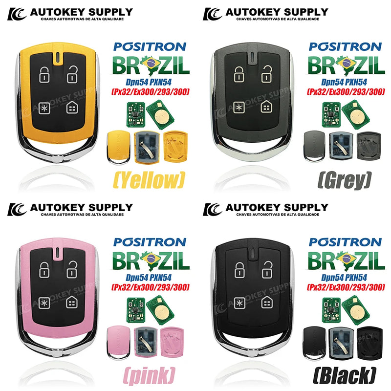 AutokeySupply  DPN54 PXN54 Remote Key Alarm System, Double Program PX32/EX300 293/300 Complete Colorful For Brazil Positron Flex