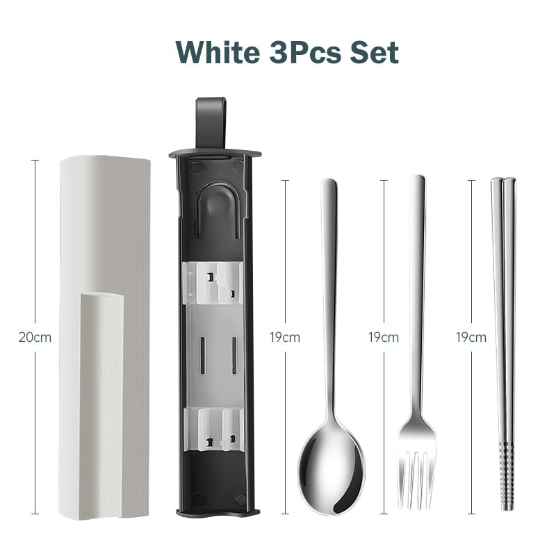 304 Tableware Set Portable Cutlery Set Dinnerware Set High Quality Stainless Steel Knife Fork Spoon Travel Flatware With Box