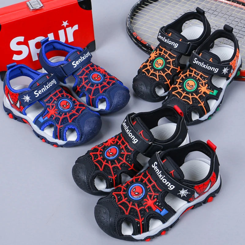 Disney  Breathable Sport Sandals Summer Cartoon Spiderman Sandals for Boys Casual Beach Shoe Soft Sole Kids Shoes