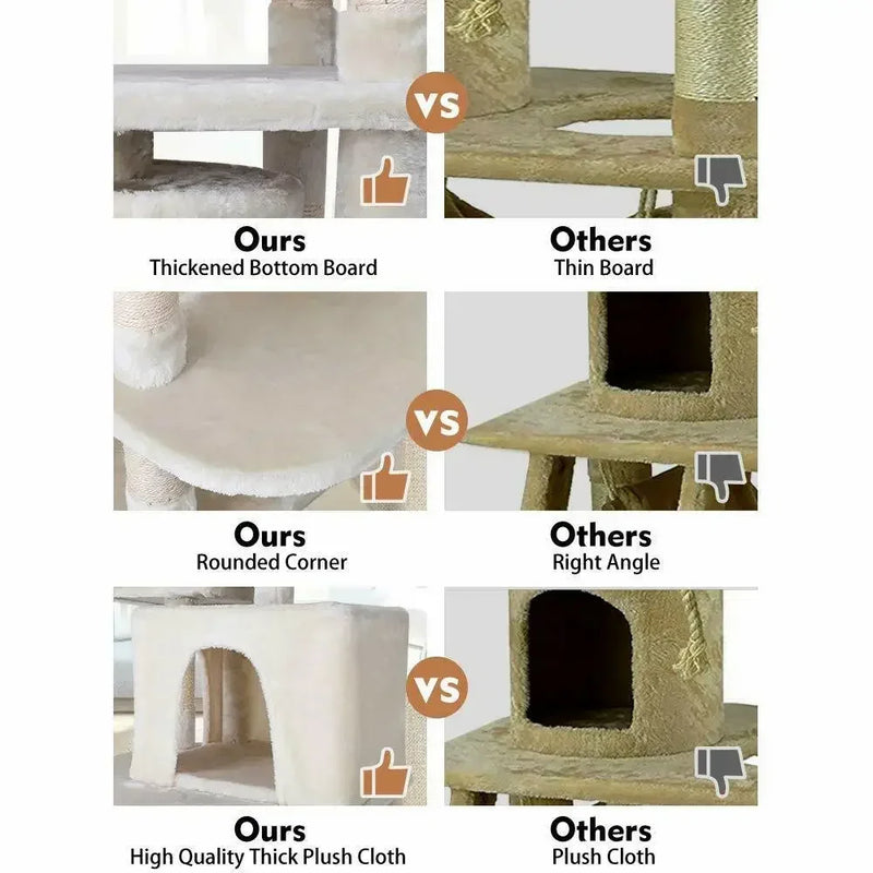 Cat Tree 170cm Tower Condo Furniture Scratch Post for Kittens Pet House Play for Indoor Cats, Plush Multi-Level Cat Condo