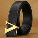 2024 New Temperament Business Men's Belt Letter Metal Button Head Versatile Decorative Jeans Dress Business Men's Belt