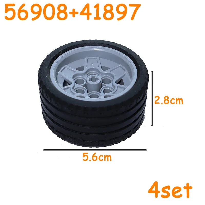 MOC Technical Tire Wheel Cross Hole Set Motorcycle Tyre & Rim Car Truck Wheels Hub Bricks Construction Building Blocks