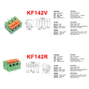 5/10Pcs 5.08mm Pitch KF142V KF142R Push-in Spring Screwless Terminal Block Straight/Bent Foot 2/3/4/5/6/7/8/9/10P PCB Connector