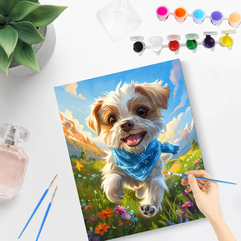 PhotoCustom Coloring By Numbers Animal Dog Kit With Frame Painting By Numbers Home Decoration For Adults Handicraft Art