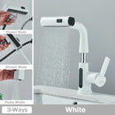 Digital Display Bathroom Basin Faucet Pull Out 3 Ways Nozzle Rainfall Stream Sprayer Crane Lifting Hot Cold Water Mixer Tap