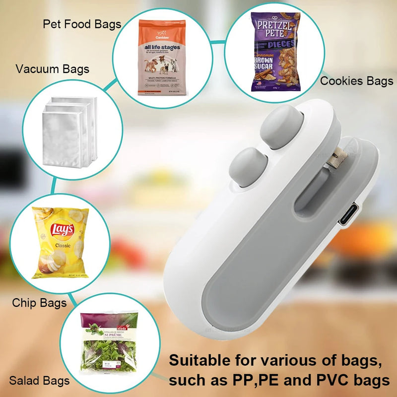 Plastic Bag Sealer Mini Portable Plastic Bags Sealing Machine Thermal Plastic Bag Sealants Handheld Food Packaging Heat Sealer