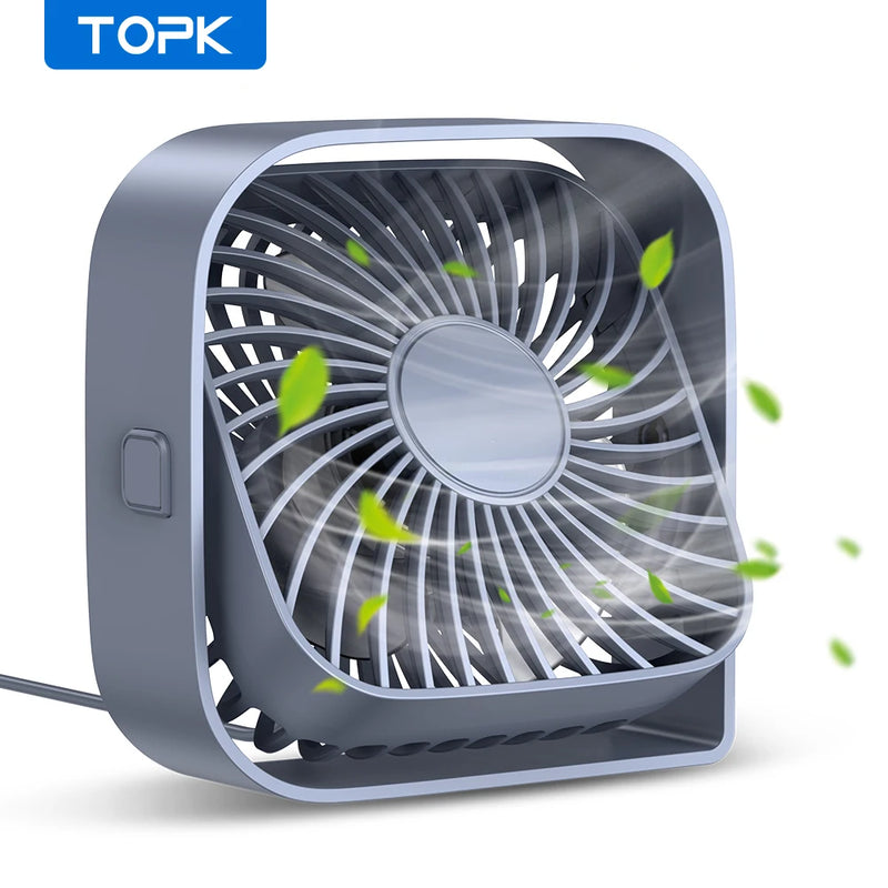 TOPK USB Desk Fan, Mini Fan Portable,3 Speeds Desktop Table Cooling Fan,Quiet Personal Small Fans for Room Home Desktop Office