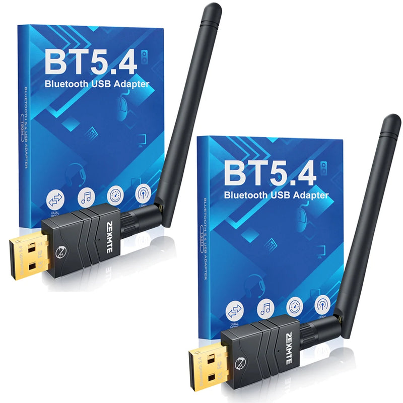 Zexmte USB Bluetooth 5.4 Dongle Adapter 492FT 150M Long Range Adaptador for PC Laptop Wireless Speaker Audio Receiver Transmitte