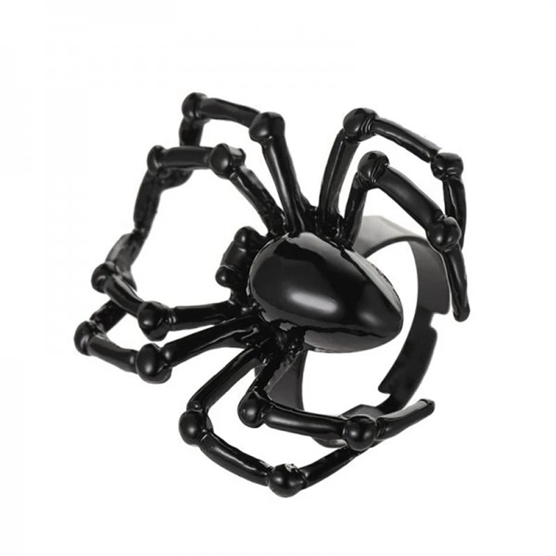 Gothic Crystal Ball Halloween Spider Finger Ring for Women Men Couple Unique Punk Jewelry Animal Party Daily Gift Accessories