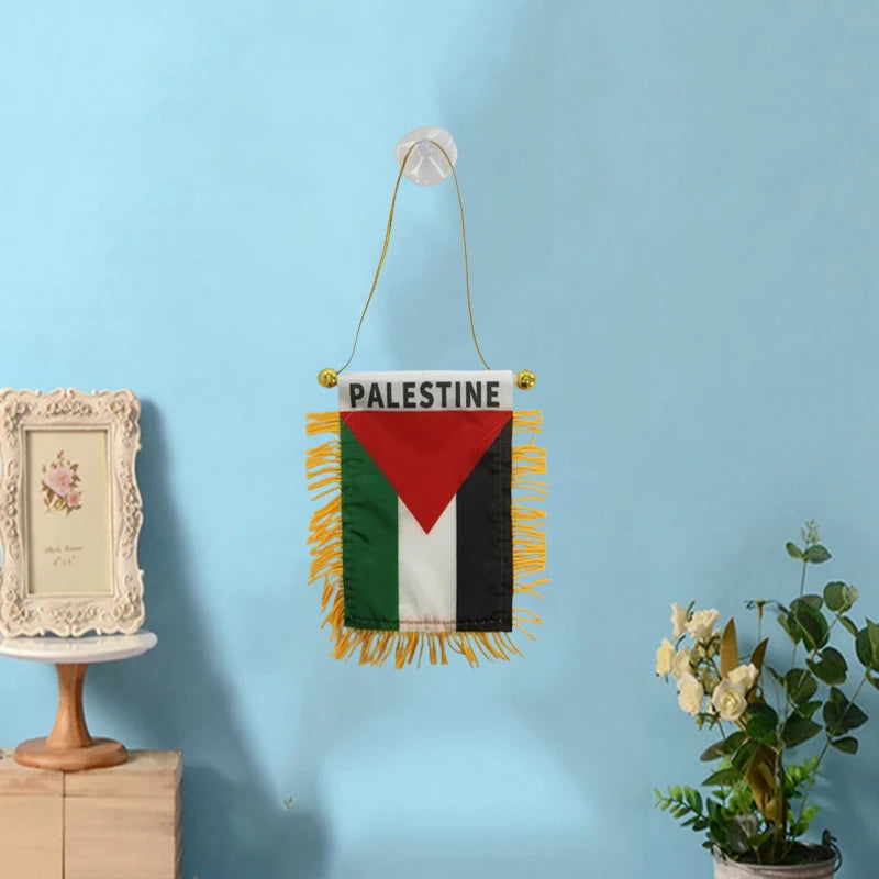 1Pcs Palestine Small Hanging Flag Double Sided Tassel With Sucking Disc Car Decoration Hanging Flag Mini Pennant