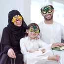 12/6pcs EID Mubarak Decoration Paper Glasses Frame Ramadan Islamic Muslim Photo Booth Props Kids Gift Eid Al Adha Party Supplies