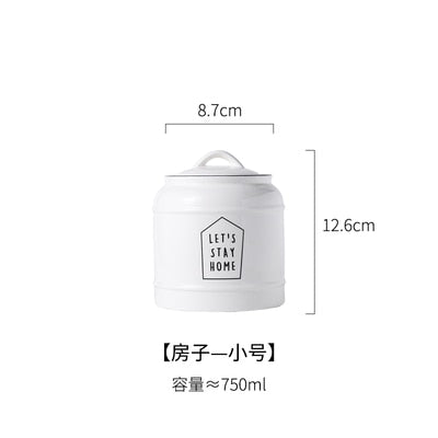 Ceramic Lid Sealed Cans Candy Cans Household Snack Storage Bottle Coffee Beans Tea Cans Kitchen Multigrain Storage Container