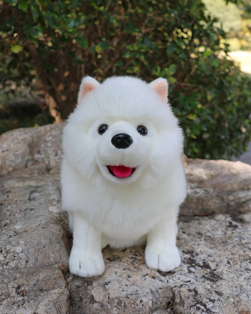 28cm Lifelike Samoyed Stuffed Toys Cute Realistic White Dog Plush Toy Puppy Plush Animals Toy Birthday Christmas Gifts