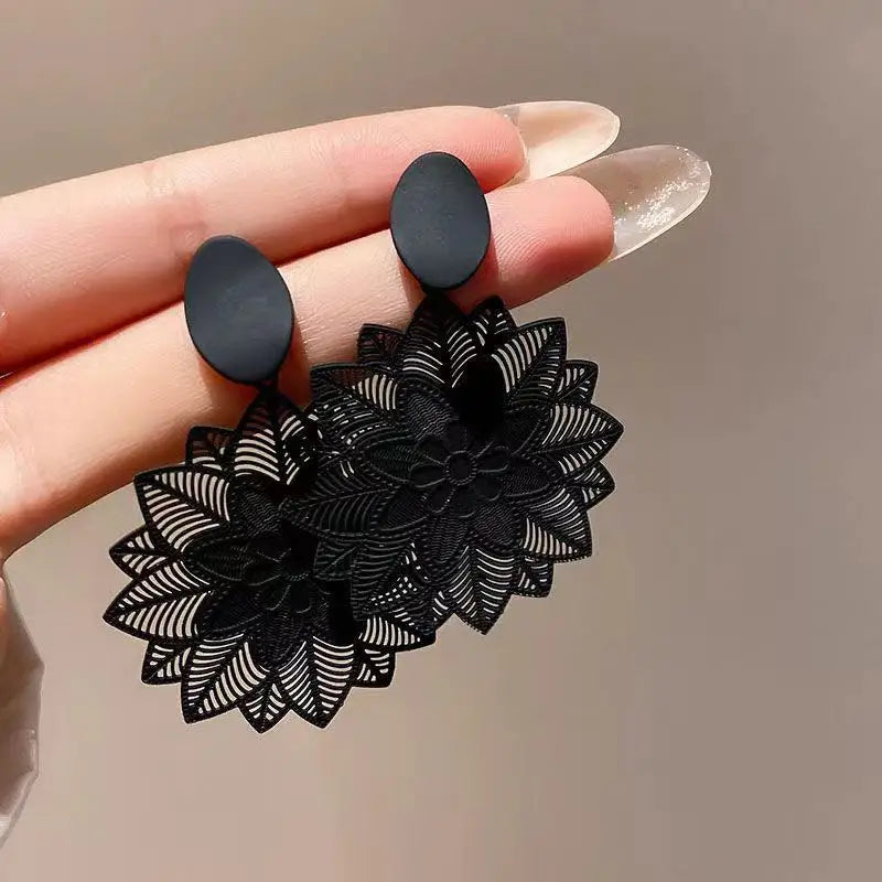 Black Hanging Long Earrings for Women Triangle Square Statement Drop Earrings 2024 boucle oreille femme Fashion Jewelry