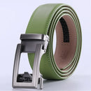 Cow Leather Men Belt 2024 New Automatic Genuine Leather Belts For Men Casual Brand Men's Belt Cowskin Strap Blue Brown B337