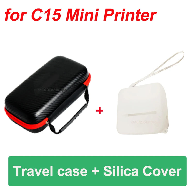 Portable Travel Case and Silica Protective Cover for C15 Mini Thermal Printer