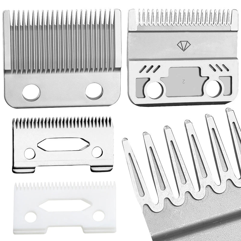 WAHFOX Groove Tooth Unique Design Pro 2 Holes Hair Trimmer Replacement Blades Set For Wahl Hair Clipper Fit Magic Clip