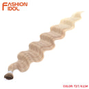 FASHION IDOL Body Wave Ponytail Hair Bundles 26 Inch Soft Long Synthetic Hair Weave Ombre Brown 613 Blonde 100g Hair Extensions