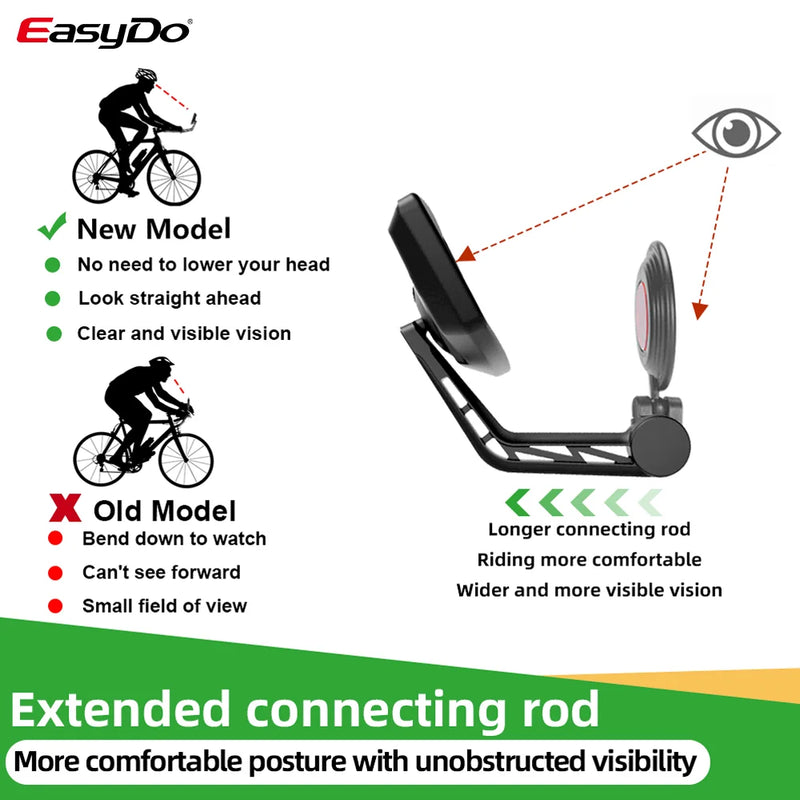 EasyDo Bicycle Rear View Mirror Handlebar End Mountain Bike Durable Wide Range Back Sight Reflector Adjustable HD Convex Glass