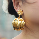 Women Gold Color Wedding Earring Dubai Nigeria Personalized Style 18k Gold Plated Jewelry Accessories Large Hoop Earrings