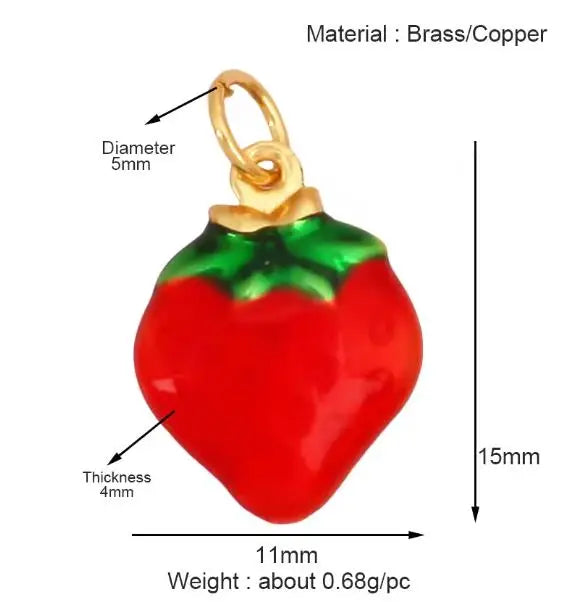 3D Fruit Strawberry Grape Mango Pineapple Water Melon Cherry Banana Charm Pendant , Jewelry Necklace Bracelet Making Supply M15