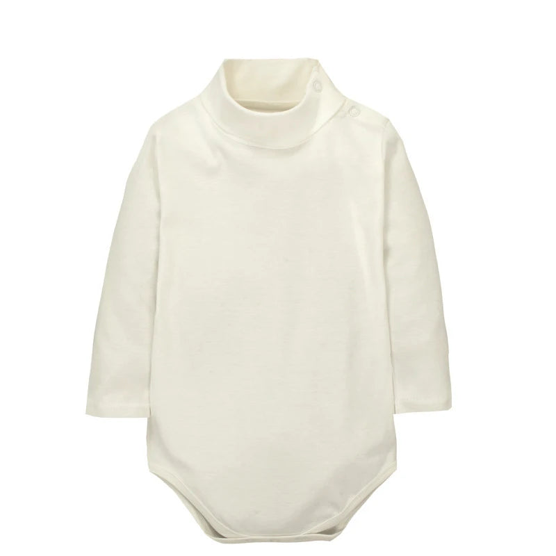 Baby Girls' Bodysuit Long Sleeve Triangle 100% Cotton Soft Comfortable Jumpsuit  Solid Color Fashion Simple High Collar 0-2 Yeas