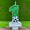 Glitter Green White Football Numbers 0-9 Candle Cake Toppers Cake DIY Decoration for Football Theme Anniversary Party Decoration