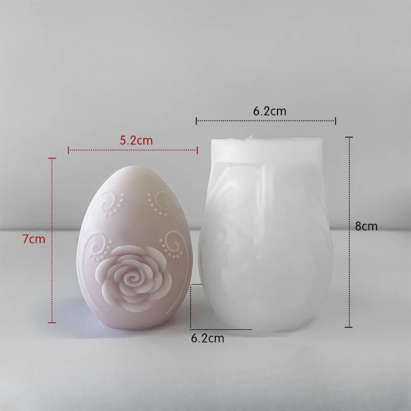 Easter Egg Silicone Candle Mold Aromatherapy Plaster DIY Craft Candles Making Tools Ornaments Embossed Flower Egg Mold