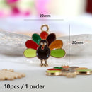 10pcs Cute Thanksgiving Turkey Food Metal Pendant Cartoon Alloy Charms DIY Necklace Bracelet Earrings Jewelry Keychain Accessory
