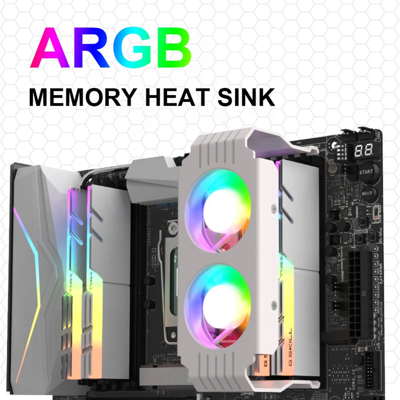 Computer RAM Memory Module Cooler PC DDR4 DDR5 Dual 120mm Fan ARGB Sync PWM Fans Aluminium RGB Cooling Radiator for DDR4 DDR5