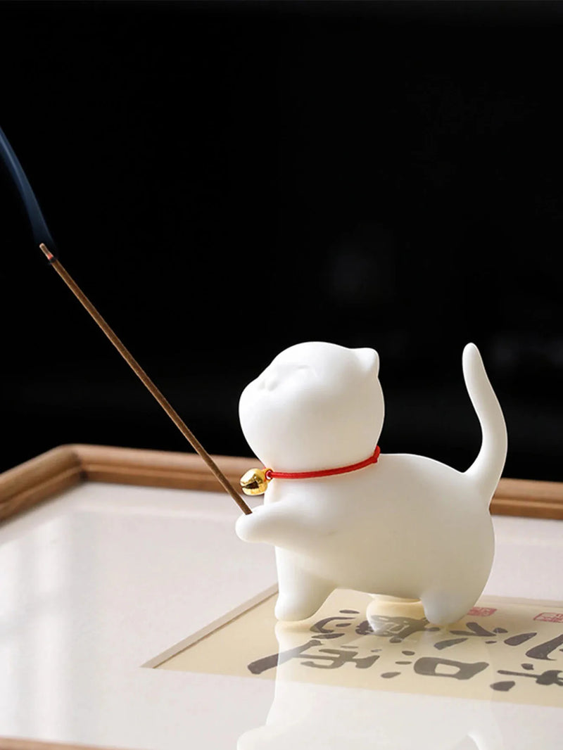 Cute Cat Buddhism Line Incense plate Incense Burner Stick Holder  Sandalwood Coil Base Temples Yoga Studios Home Decoration