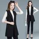 2024 New Spring Autumn Coat Casual Long Blazer Vest Women Sleeveless Jacket Elegant Office Lady Waistcoat Female Outwear M-4XL
