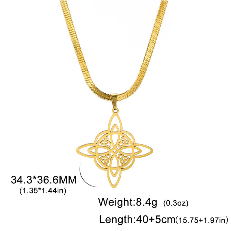 Skyrim Women Witch Knot Necklace Stainless Steel Gold Color Snake Chain Choker Amulet Wicca Witchcraft Celtics Knot Jewelry Gift