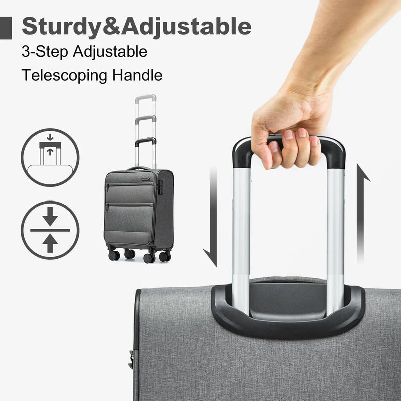 British Traveller Suitcase Lightweight Durable Check in Hold Luggage with TSA Lock and 4 Spinner Wheels