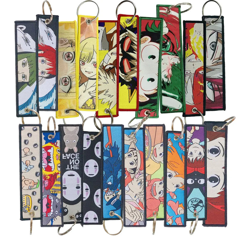 Wholesale Mixed style Embroidery Cool Keychain Lanyard Anime Manga Series Badge Holder USB Pendant Portable Lanyard Accessories