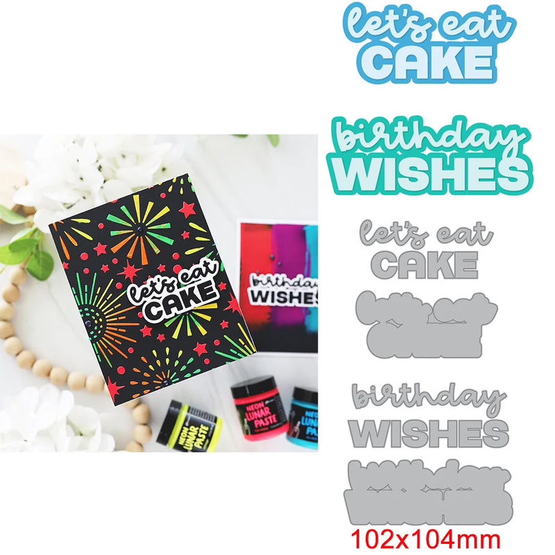 Stacking Shadow Happy Birthday/Happy Easter Metal Cutting Dies Sentiments Words Die Cut For DIY Scrarpbooking Paper Cards Making