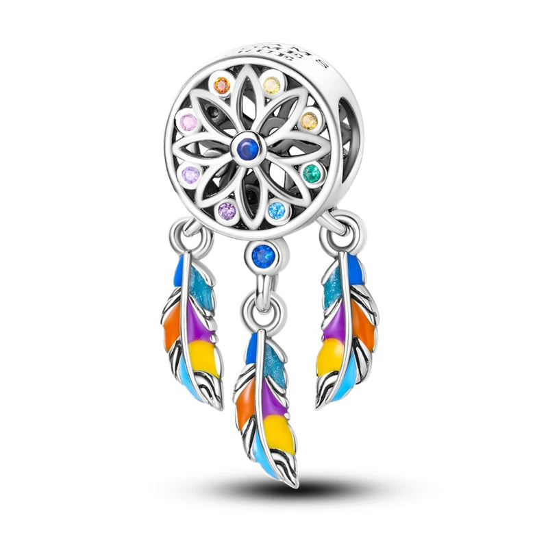 2023 New Dreamcatcher Hot Air Balloon Flower Fit Original Pandora Charms Bracelet Women Jewelry DIY Gift