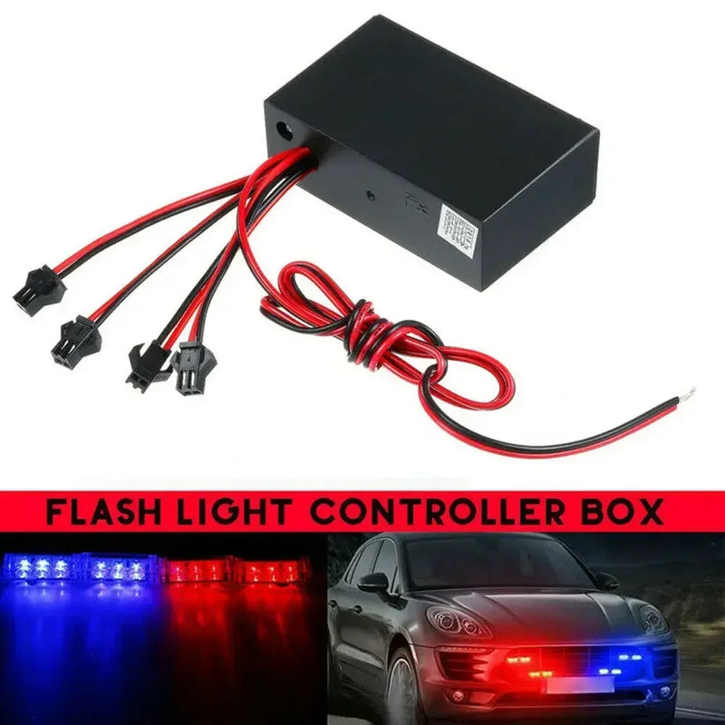 4 Ways LED Strobe Flash Light Flasher Controller Box 12V Car Strobe Lights Vehicle Front Grille Flashing Lights Bar