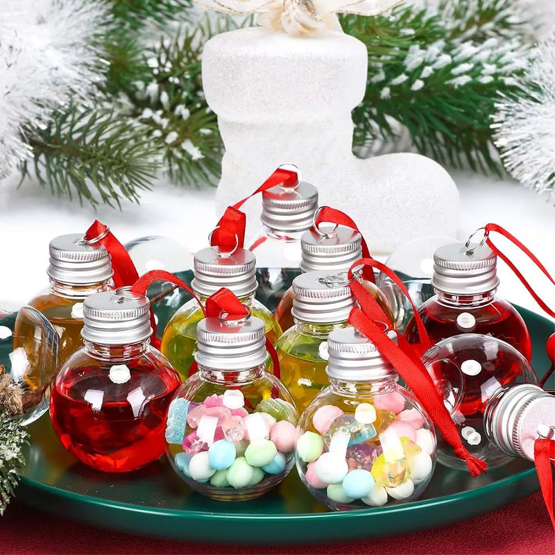 30-100PC Christmas Booze Balls Plastic Fillable Ball Ornament Christmas Hanging Ornaments Water Bottle Bulbs for Christmas Decor