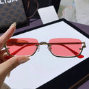 Luxury Brand Metal Half Frame Sunglasses Women Rectangle Shape Rimless Sun Glasses Men UV Protection Retro Punk Y2k Shades UV400