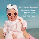 0-3 Years Baby Polarizrd Sunglasses with Belt Flexible Durable Round Flower Silicone Frame Mirrored UV400 Lens Eyewear for Kids