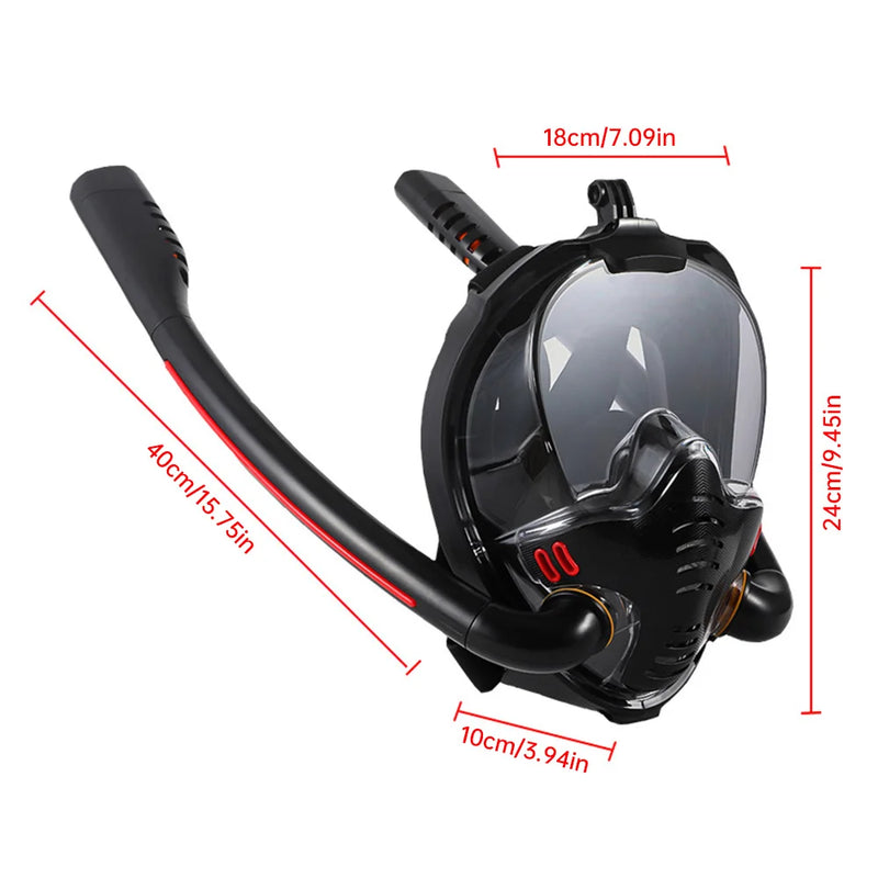 Snorkeling Mask Double Tube Silicone Full Dry Diving Mask Adults Swimming Mask Diving Goggles Underwater Breathing Equipment