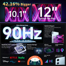 【New】Teclast T60 Plus Mtk Helio G88 Cpu 12 Inches Android 14 Tablet 2K 2000X1200 90Hz Widevine L1 (6Gb Ram+10Gb Expansion)16Gb Ram 128Gb Rom Tf up to 1Tb 8000Mah Battery 4g Lte Dual Sim 13Mp+8Mp