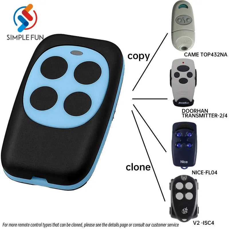 433Mhz Rf Copy Remote Control 4 Button Clone Transmitter Fixed Learning Code for Gadget Gate Garage Door Doorhan Nice Came